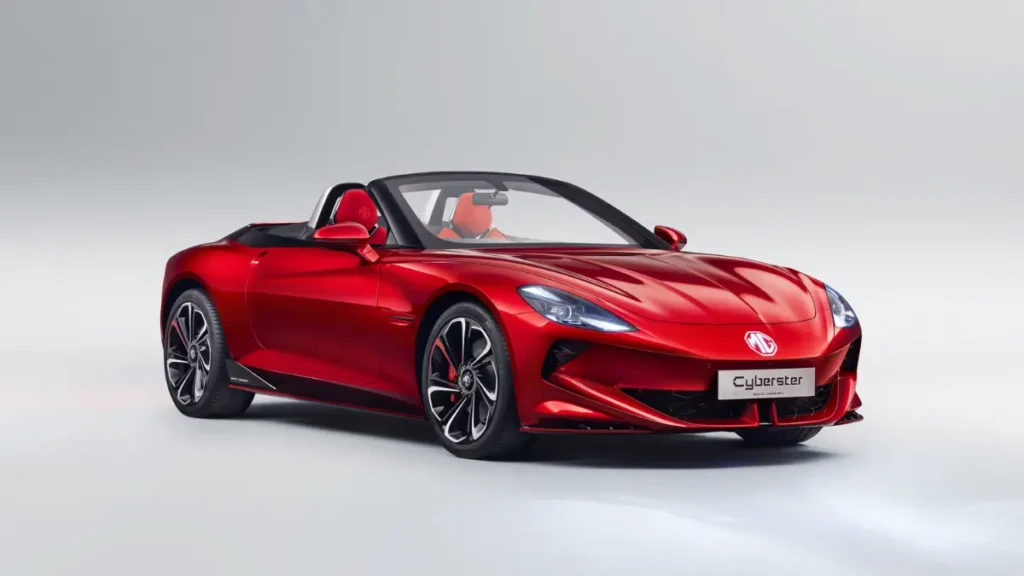 Latest Upcoming Electric Cars in India 2025 – Features, Range & Price Revealed! MG Cyberster on Road – Electric Convertible Sports Car