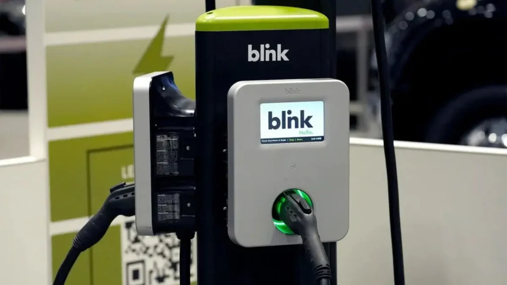 Blink public EV charging point with digital display